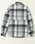 Medium Grey Plaid Flap Pockets Shacket