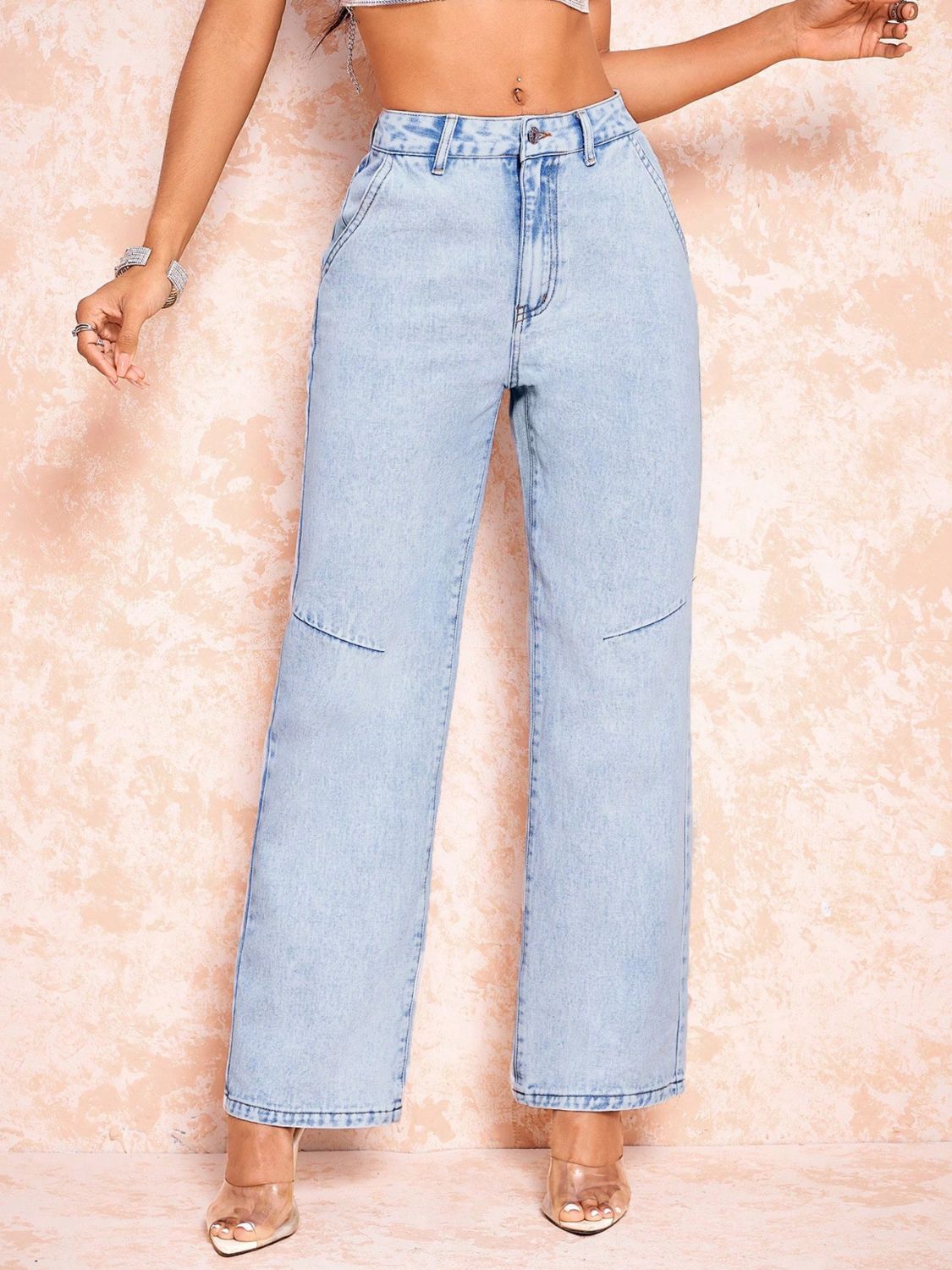 Straight Leg Jeans with Pockets - Little Miss Vanilla