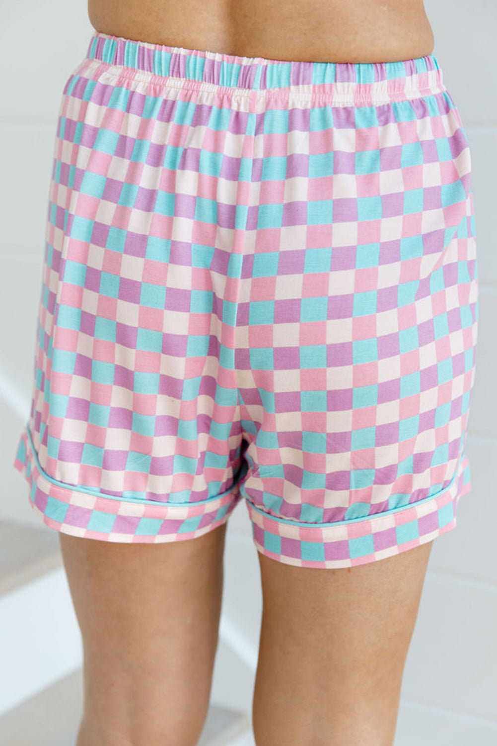 Purple Checkered Pattern Short Sleeve Pajamas Set - Little Miss Vanilla