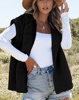 Black Sherpa Stand Collar Jacket Vest - Little Miss Vanilla