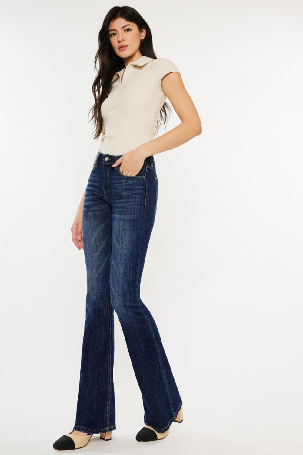 Kancan Full Size Mid Rise Slim Flare Jeans - Little Miss Vanilla