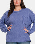 Zenana Full Size Contrast Stitching Brushed Ribbed Hacci Knit Top - Little Miss Vanilla