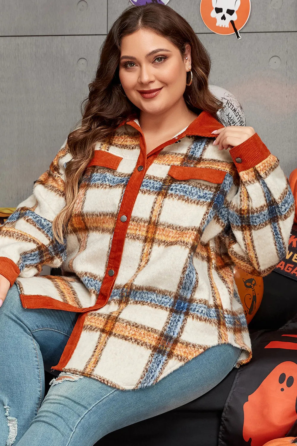 Plus Size Plaid Button Down Jacket - Little Miss Vanilla