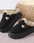 Fashion Thick-soled Plush Buckle Cotton Slippers Winter Indoor And Outdoor Casual Warm Shoes Women Garden Slipper