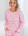 Pink Valentine Heart Shape Print Long Sleeve Top Shorts Lounge Set - Little Miss Vanilla