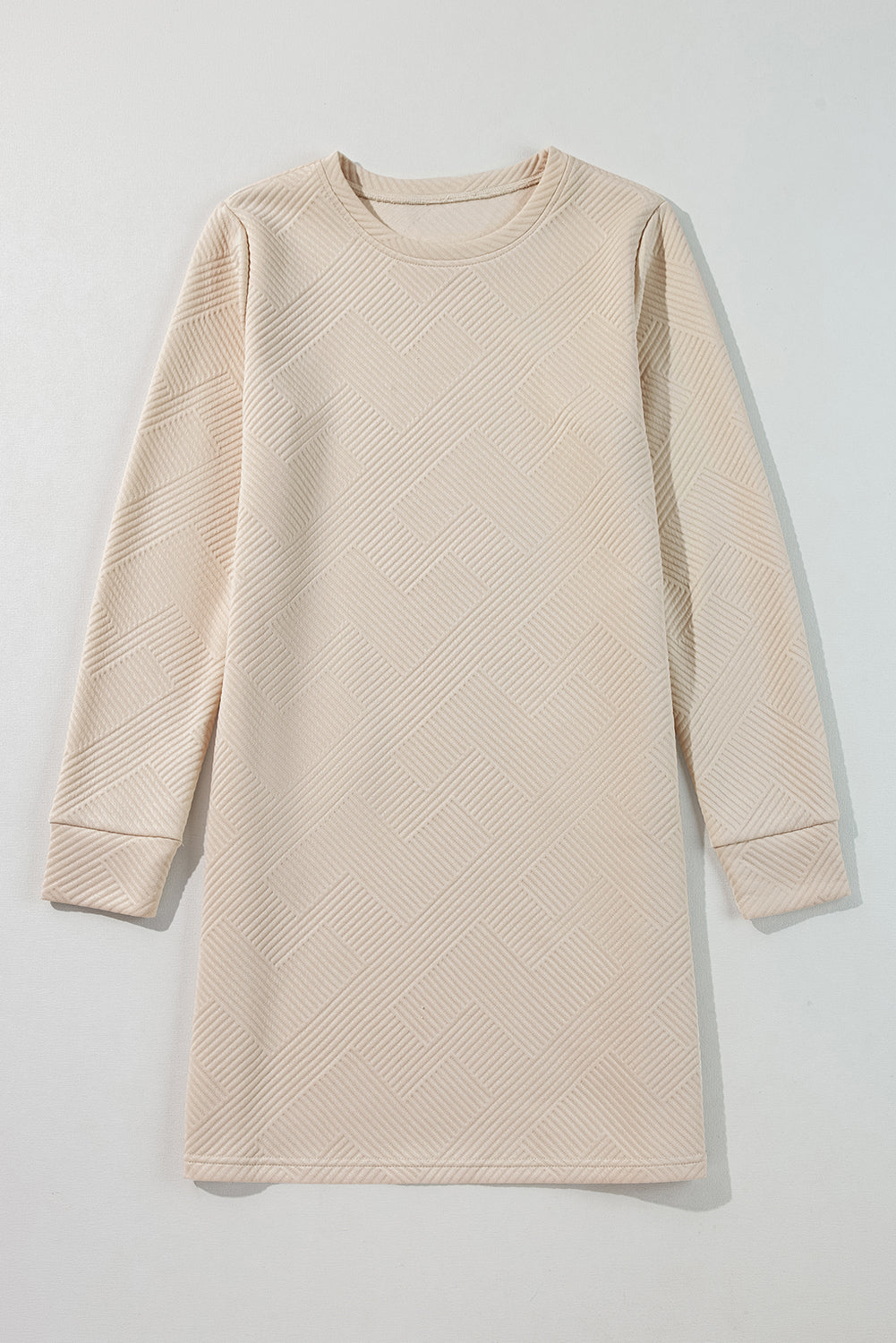 Apricot Solid Color Textured Long Sleeve Shift Dress - Little Miss Vanilla