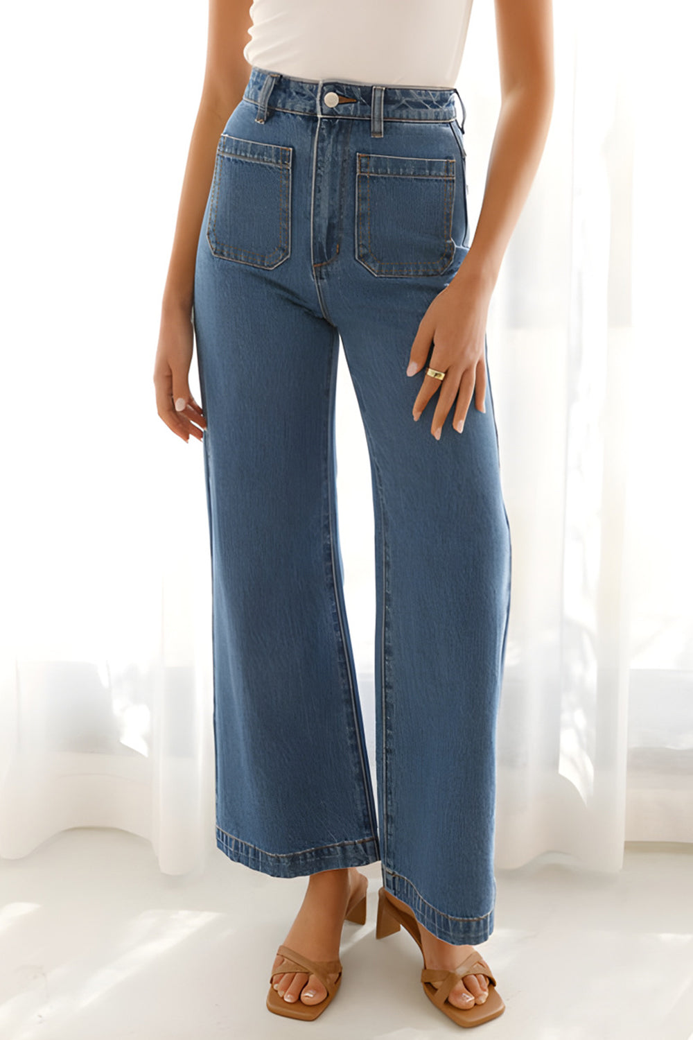 High Waist Bootcut Jeans with Pockets - Little Miss Vanilla