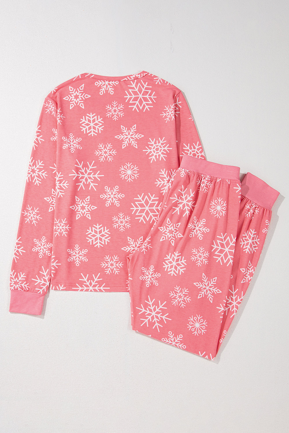 Pink Christmas Snowflake Print Two Piece Loungewear - Little Miss Vanilla