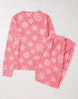 Pink Christmas Snowflake Print Two Piece Loungewear - Little Miss Vanilla