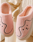 Striped Cat Slippers Indoor Couple Non-slip Floor Bedroom Slipper Winter Warm Plush House Shoes Women Men