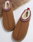 Chestnut Contrast Print Suede Plush Lined Snow Boots