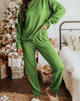 Spinach Green Long Sleeve Pullover and Jogger Pants Lounge Set - Little Miss Vanilla