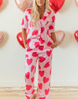 Pink Classic Heart Valentines Short Sleeve Pants Pajamas Set - Little Miss Vanilla