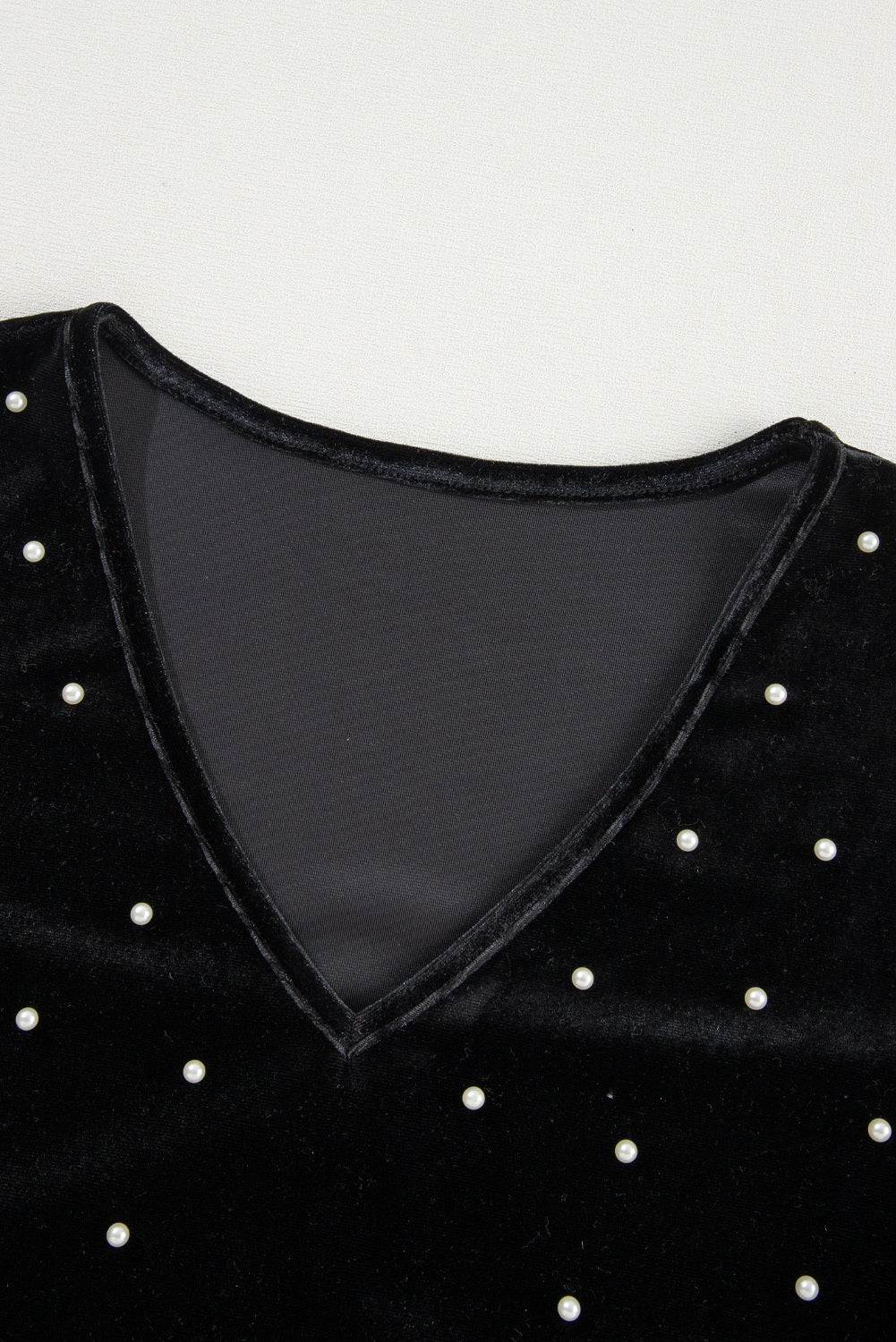 Pearl Detail Velvet V-Neck Long Sleeve Bodysuit - Little Miss Vanilla