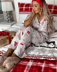 Light Grey Christmas Printed Shirt and Pants Pajama Set - Little Miss Vanilla