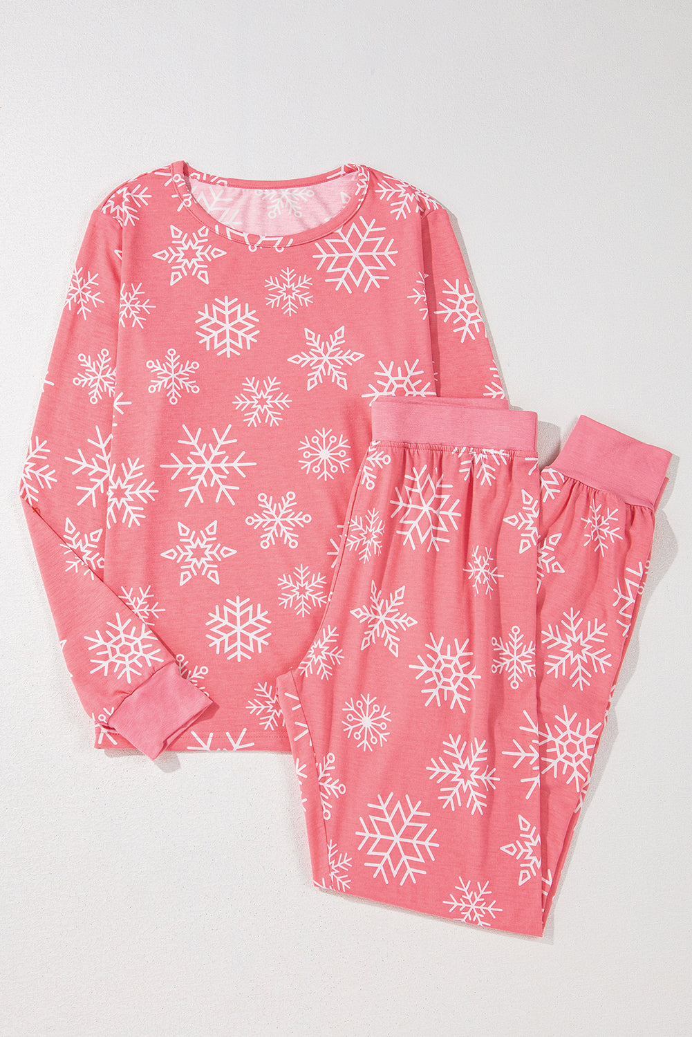 Pink Christmas Snowflake Print Two Piece Loungewear - Little Miss Vanilla