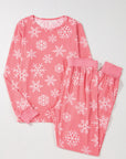 Pink Christmas Snowflake Print Two Piece Loungewear - Little Miss Vanilla