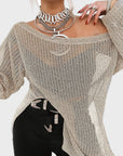 Side Slit Long Sleeve Knit Cover Up - Little Miss Vanilla