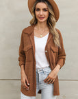 Brown Contrast Flap Pockets Relaxed Shacket - Little Miss Vanilla