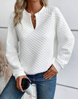 Notched Long Sleeve Sweatshirt - Little Miss Vanilla