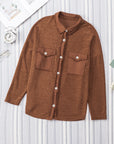 Brown Contrast Flap Pockets Relaxed Shacket - Little Miss Vanilla