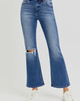 RISEN Full Size Distressed High Rise Crop Flare Jeans - Little Miss Vanilla