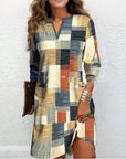 Women's Patchwork Printed V-neck Dress