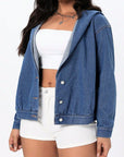 Button Up Hooded Denim Top - Little Miss Vanilla