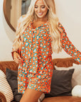 Orange Leopard Print Long Sleeve Shirt and Shorts Pajama Set - Little Miss Vanilla