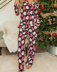 Black Christmas Santa Printed Two Piece Pajamas Set - Little Miss Vanilla