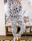 Khaki Leopard Print Drawstring Hoodie and Skinny Pants Lounge Set - Little Miss Vanilla