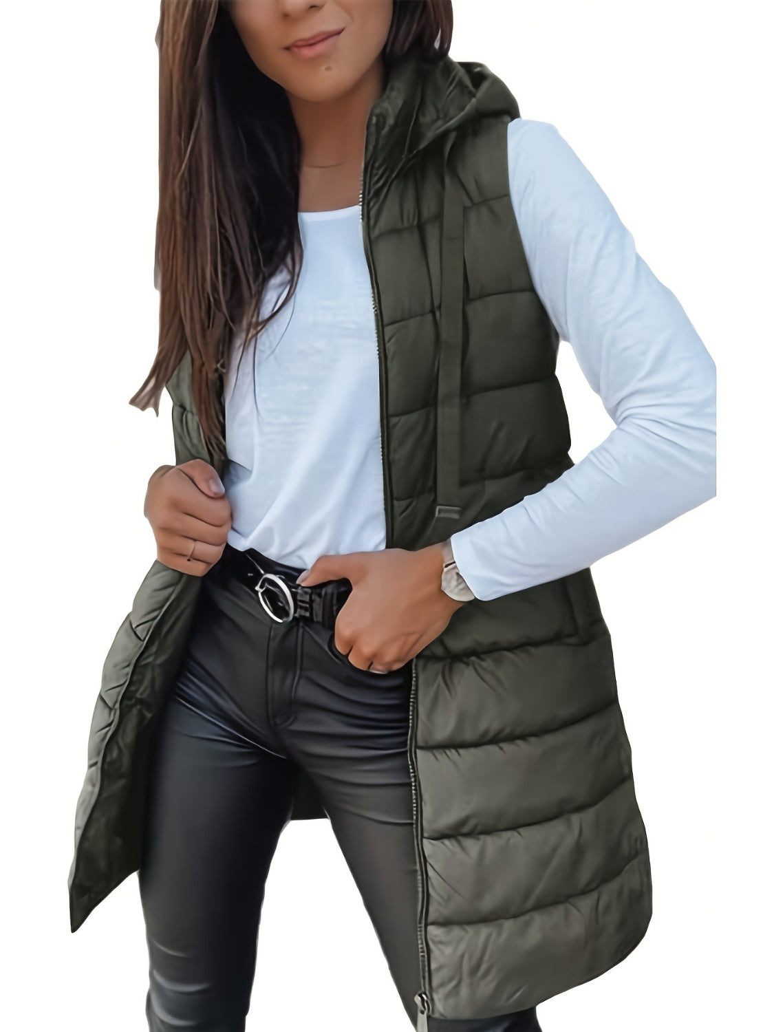 Plus Size Zip Up Hooded Vest Coat - Little Miss Vanilla