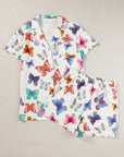 Multicolour Butterfly Pattern Short Sleeve Shirt Pajamas Set - Little Miss Vanilla