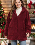 Plus Size Zip Up Long Sleeve Hooded Outerwear - Little Miss Vanilla