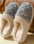 Solid Rhombic Letter Home Slippers Winter Warm Non-slip Floor Bedroom Plush Slipper For Couple House Shoes Women Men