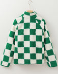 Lapis Checked Snap Button Sherpa Jacket - Little Miss Vanilla