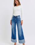 Judy Blue Full Size Distressed High Waist Wide Leg Jeans - Little Miss Vanilla