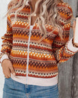 Orange Boho Striped Zip Up Long Sleeve Jacket - Little Miss Vanilla