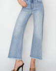 RISEN High Rise Crop Wide Fray Hem Jeans - Little Miss Vanilla