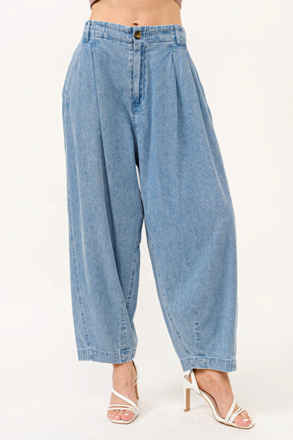 And The Why Elastic Back Pleated Baggy Jeans - Little Miss Vanilla