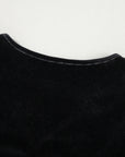 Pearl Detail Velvet V-Neck Long Sleeve Bodysuit - Little Miss Vanilla