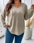 Plus Size Drawstring Dropped Shoulder Hooded T-Shirt - Little Miss Vanilla