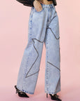 Studded Star Straight Jeans with Pockets - Little Miss Vanilla