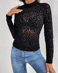 Leopard Mock Neck Long Sleeve Top - Little Miss Vanilla