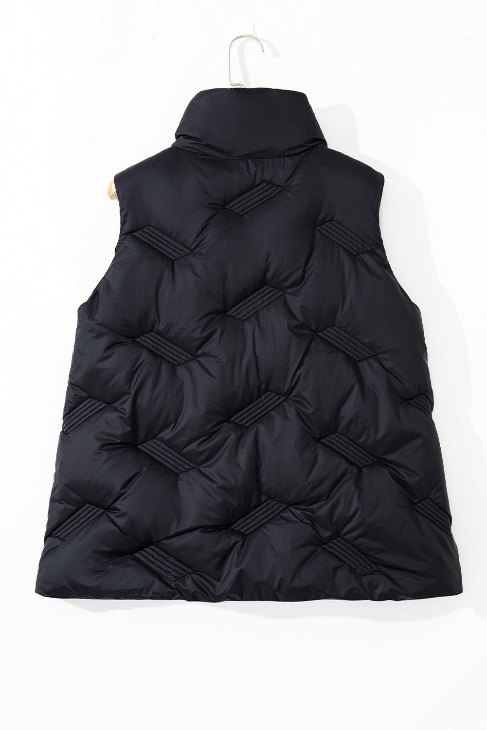 Black Quilted High Neck Zip Up Jacket Vest - Little Miss Vanilla