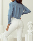 Button Up Long Sleeve Denim Top - Little Miss Vanilla