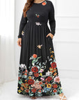 Plus Size Round Neck Maxi Dress with Pockets - Little Miss Vanilla