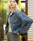 POL Flower Textured Raw Hem Long Sleeve Denim Jacket - Little Miss Vanilla