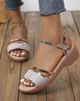 Women's Wedge Sandals Summer Peep Toe Buckle Shoes