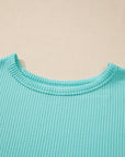 Corded Knit Round Neck Long Sleeve Top - Little Miss Vanilla